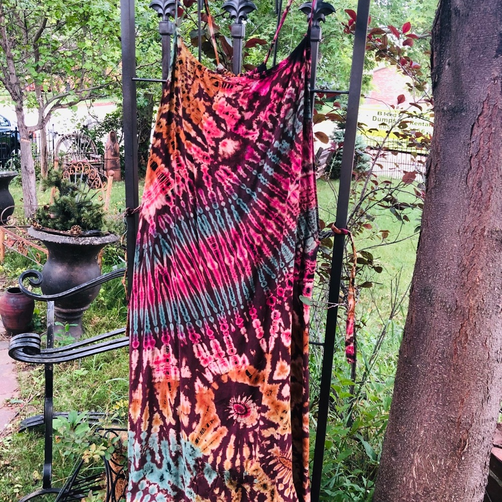 💗Bohemian tie dye gypsy spell summer beach 🏖 maxi dress